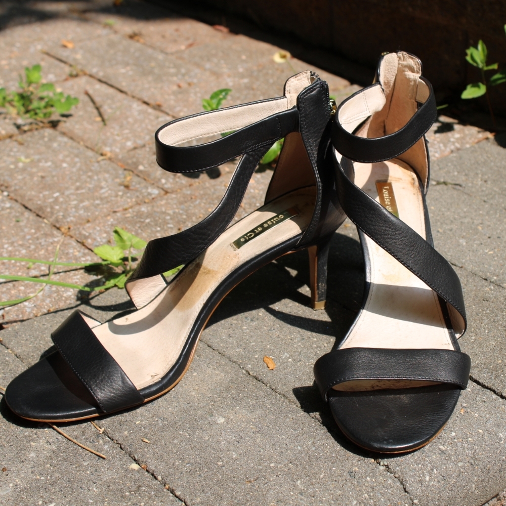 Louise et cie strappy heel with gold zipper